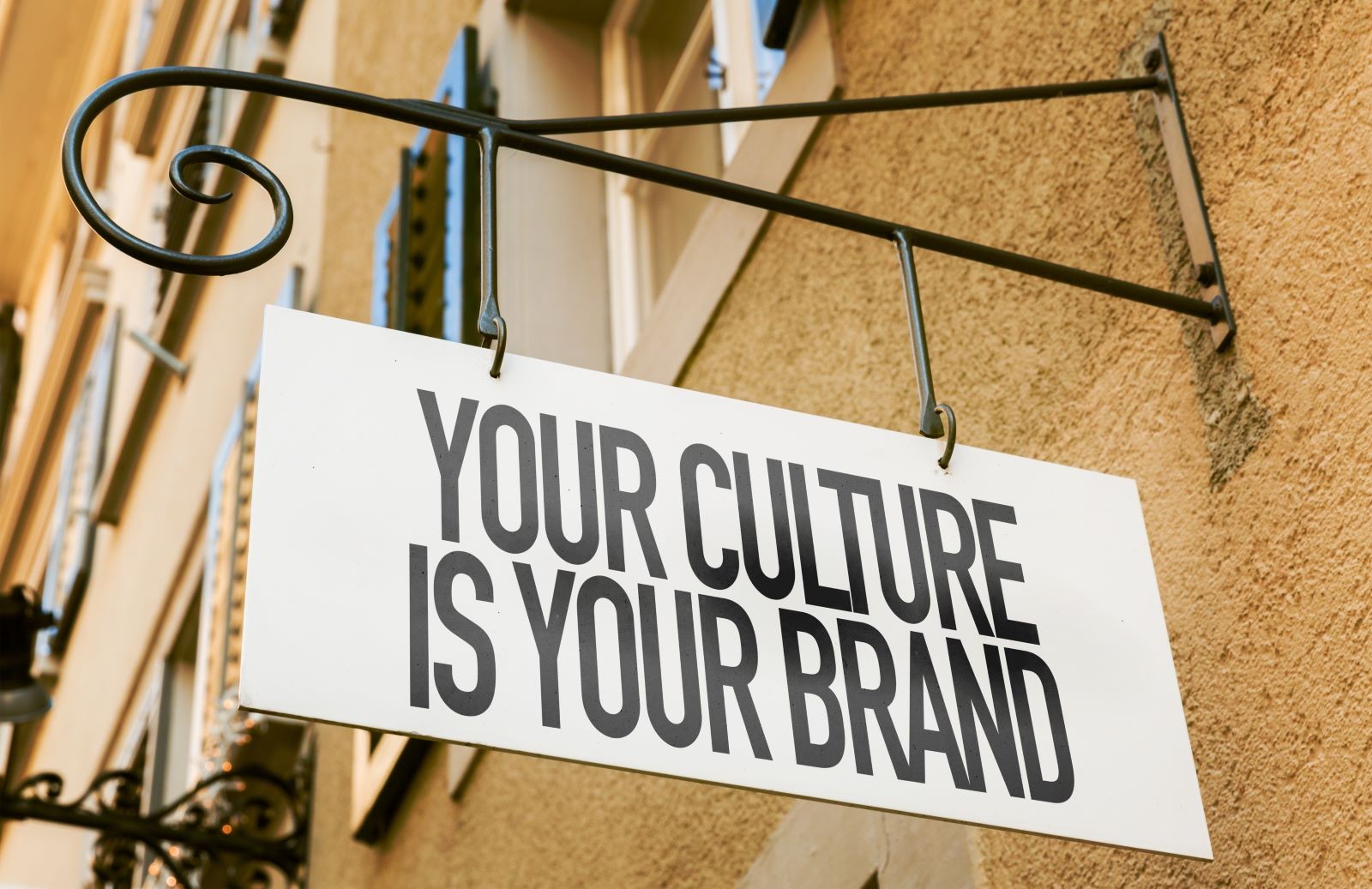 Κρεμαστή αμπέλα στο δρόμο με μότο: η κουλτούρα είναι το brand σου