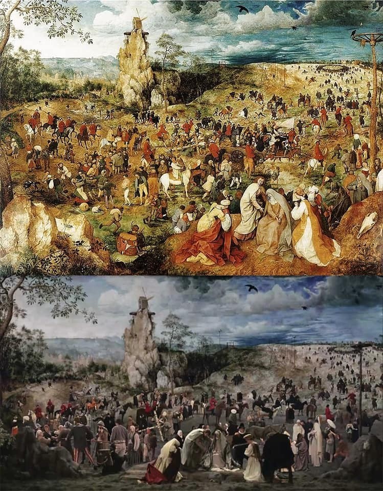 The Procession to Cavalry (1564),  Pieter Bruegel - The Mill and the Cross (2011),  Lech Majewski